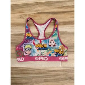 PSD Naruto Shippuden Sports Bra Womens XL Sakura Naruto Graphic Pink Blue